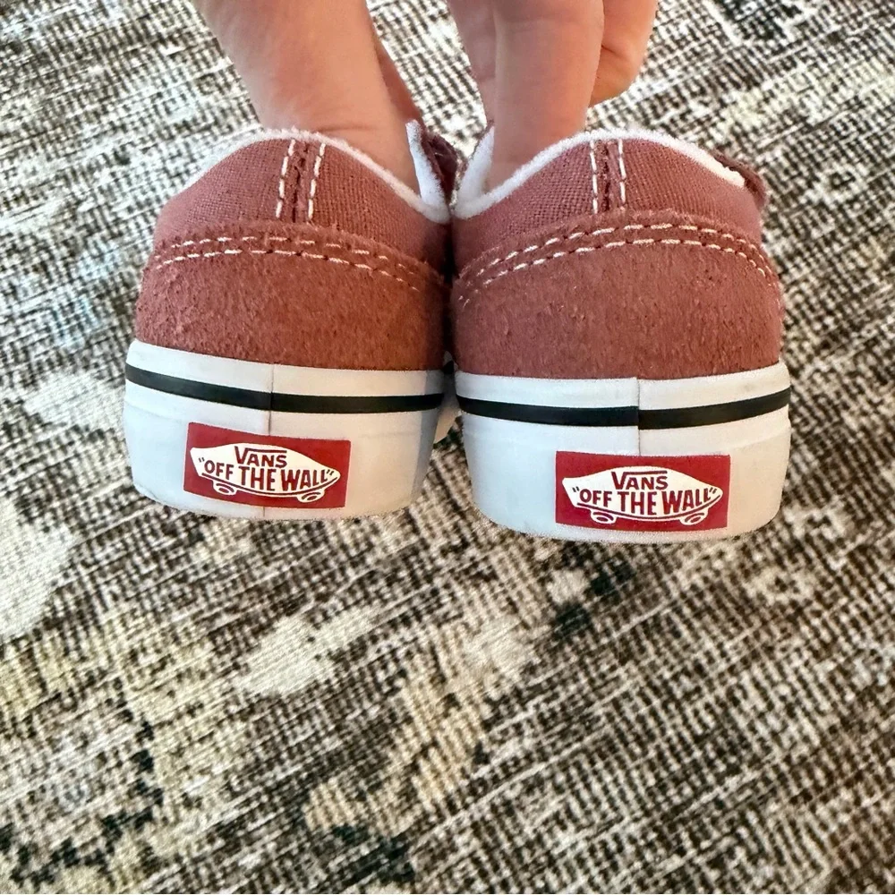 Vans Old Skool V Sneaker Toddler Kids Pink Velcro Shoes Size 4 - Picture 4 of 6